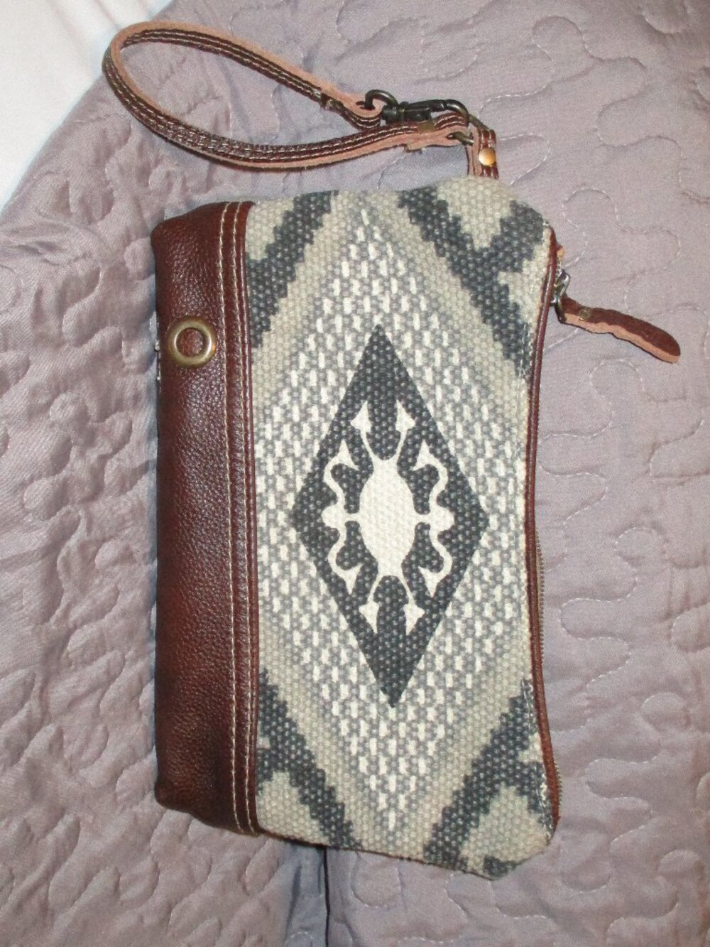 Myra Bag Women's Black Gray Brown Leather Zip Nature Choice Pouch Wristlet